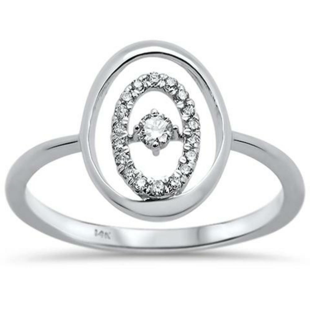.13ct 14kt white gold diamond oval trendy ring